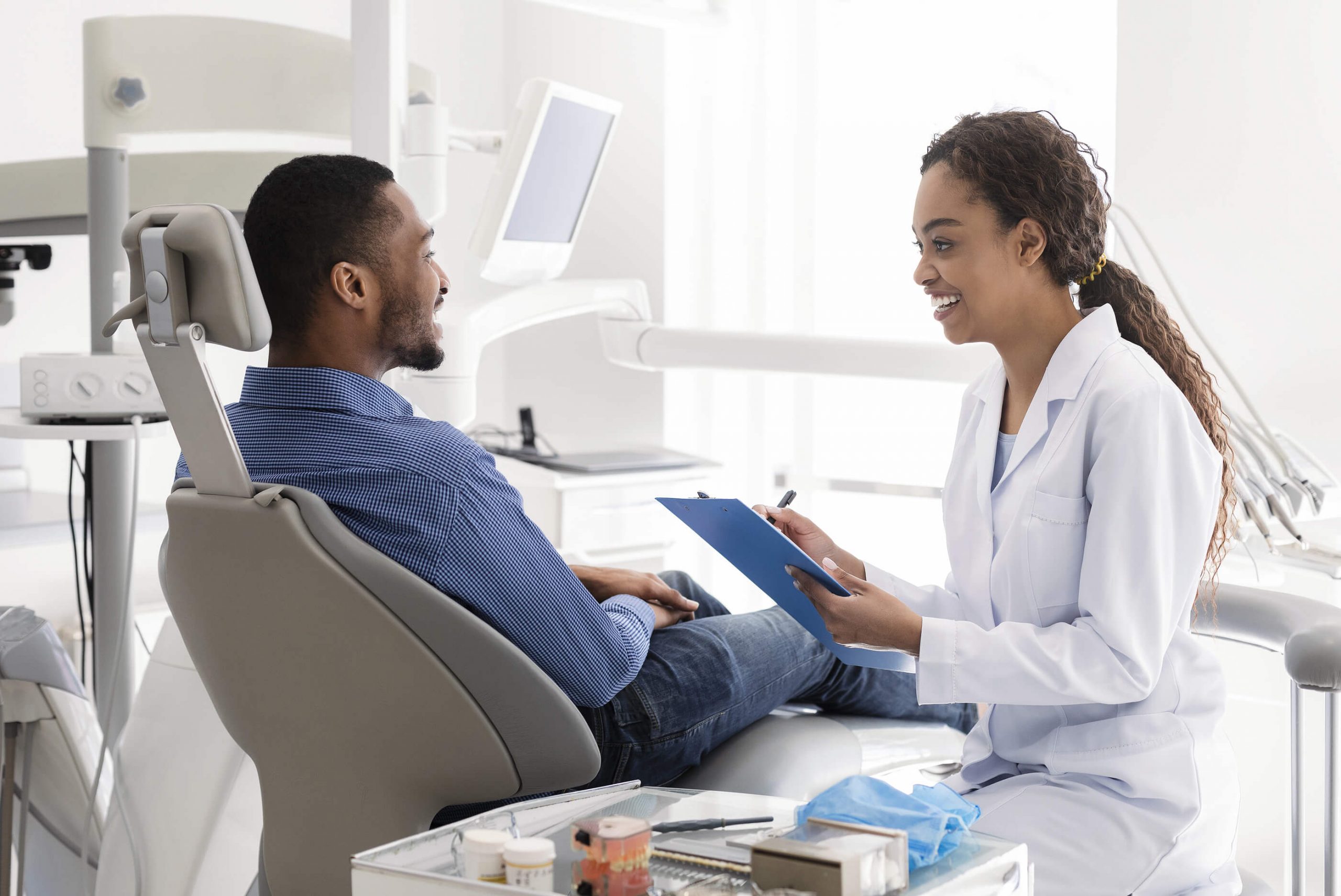 dentist assistant and patient
